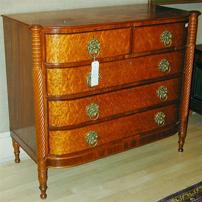 Lot 272 - Late Federal Bird's-Eye Maple and Mahogany Bow-...