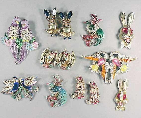 Lot 198 - Group of Eleven Double Animal Pins Including...