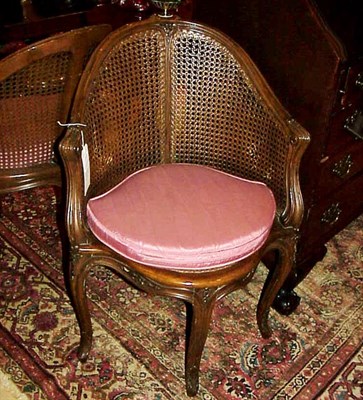 Lot 122 - Set of Four Louis XV Style Fruitwood and Caned...