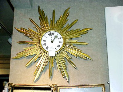 Lot 152 - Louis XVI Style Gilt Carved Wood Sunburst Clock