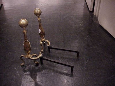 Lot 146A - Pair of Georgian Style Brass Andirons