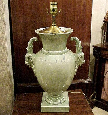 Lot 166 - Pair of Neoclassical Style Green Glazed...