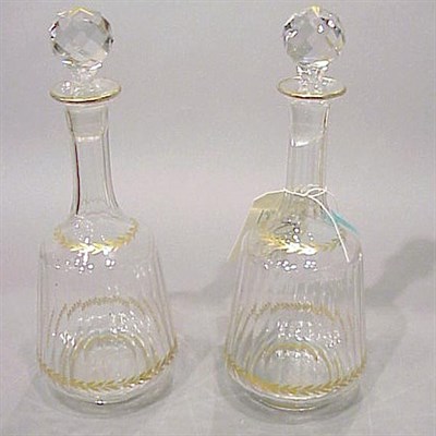 Lot 188 - Pair of Gilt-Decorated Cut Glass Decanters