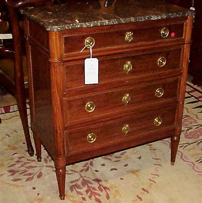 Lot 240 - Louis XVI Style Marble Top Mahogany Commode