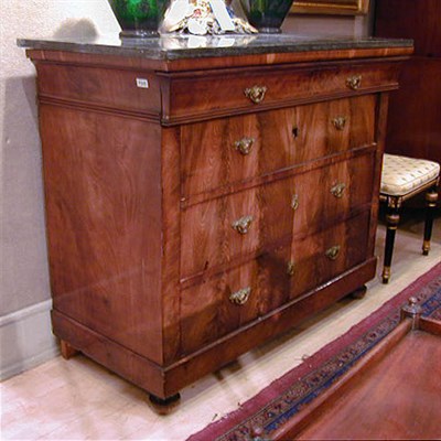Lot 252 - Charles X Style Marble Top Mahogany Chest of...