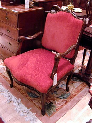 Lot 272 - Italian Rococo Upholstered Walnut Armchair