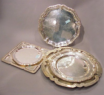 Lot 328 - Group of Six Silver Plated Trays and Plates