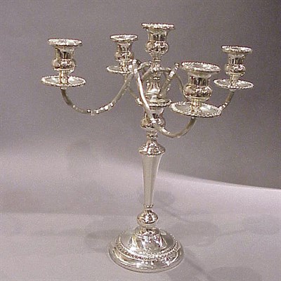 Lot 329 - Pair of Sterling Silver Five-Light Candelabra...