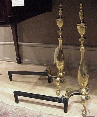 Lot 359 - Pair of Federal Style Brass Andirons