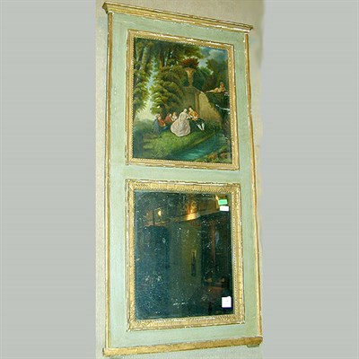 Lot 398 - Louis XV Style Painted and Parcel Gilt Trumeau