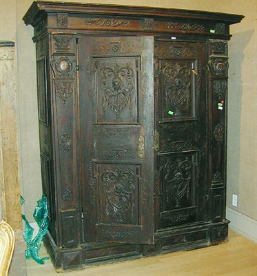 Lot 296 - Continental Baroque Style Stained Wood Armoire