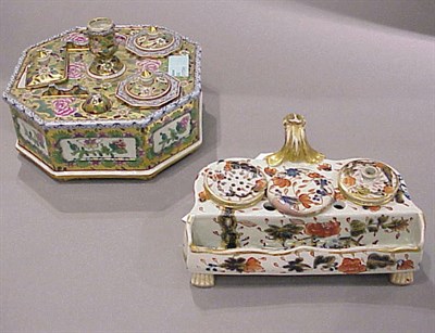 Lot 381 - Derby Porcelain Inkwell and Chinese Export...