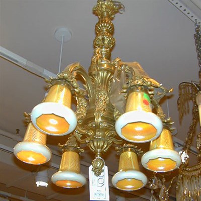 Lot 577 - Empire Style Gilt-Bronze Six-Light Chandelier...