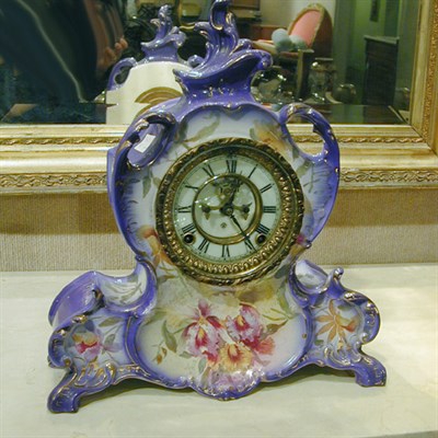 Lot 287 - Floral Decorated Ceramic Mantle Clock