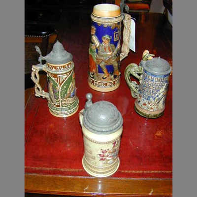 Lot 262 - Two Mettlach Pottery Steins Together with Two...