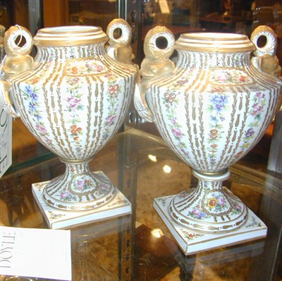 Lot 437 - Two Sevres Style Gilt and Floral-Decorated...