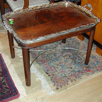 Lot 526 - Georgian Style Mahogany and Silver Plated Tray...