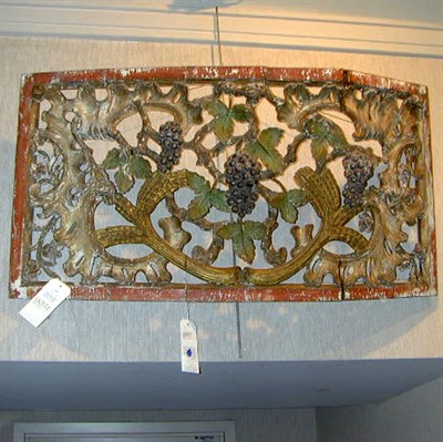 Lot 222 - Italian Polychrome Decorated Carved Wood Panel...