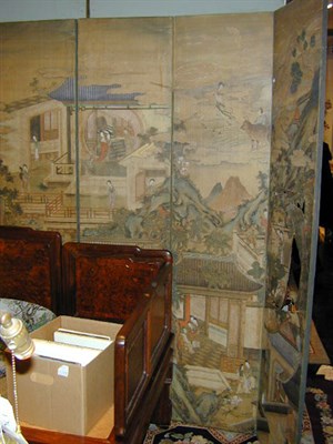 Lot 118 - Chinese Eight-Panel Screen on Silk Depicting...