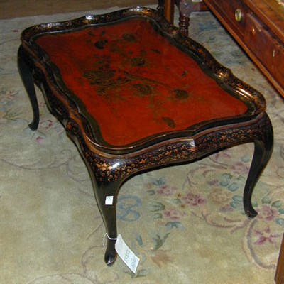 Lot 633 - Chinese Lacquered Tray on Stand