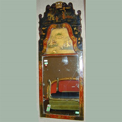 Lot 252 - Queen Anne Style Chinoiserie Decorated Mirror