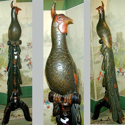 Lot 164 - Chinoiserie Lacquered Wood Model of a Peacock...
