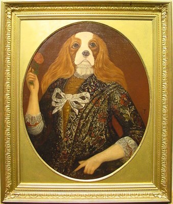 Lot 202A - Gwynn Thomas Spaniel Maiden oil on canvas,...