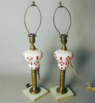 Lot 234 - Pair of Cased Glass Fluid Lamps Each in...