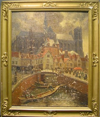 Lot 56 - Georges Plasse French, b. 1878 CANAL SCENE...