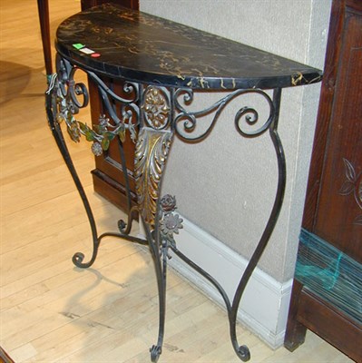 Lot 253 - Italian Rococo Style Marble Top Wrought Metal...