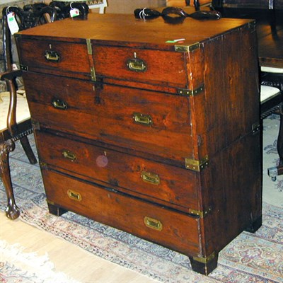 Lot 325 - Victorian Brass Bound Mahogany Campaign Chest