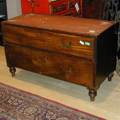 Lot 296 - Victorian Brass Bound Mahogany Campaign Chest