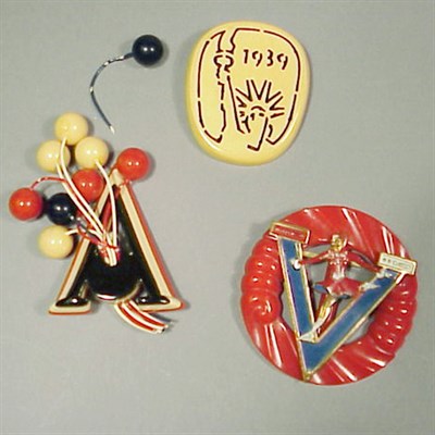 Lot 595 - Group of Three Bakelite Brooches Comprising...