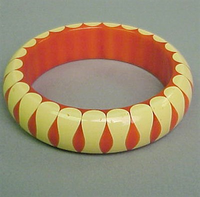 Lot 481 - Bakelite Bow Tie Bracelet In orange with dots....