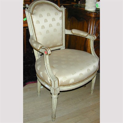 Lot 525 - Pair of Louis XVI Painted Armchairs