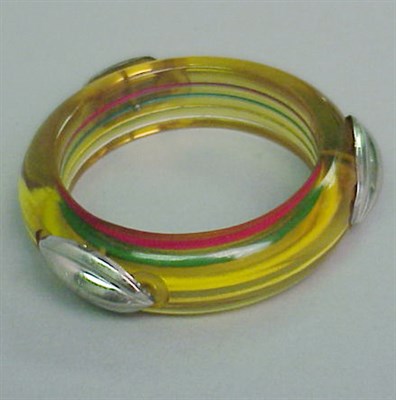 Lot 658 - Bakelite Reverse Carved and Painted Chrome...