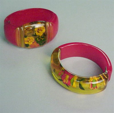 Lot 368 - Two Bakelite Two-Color Reverse Carved and...