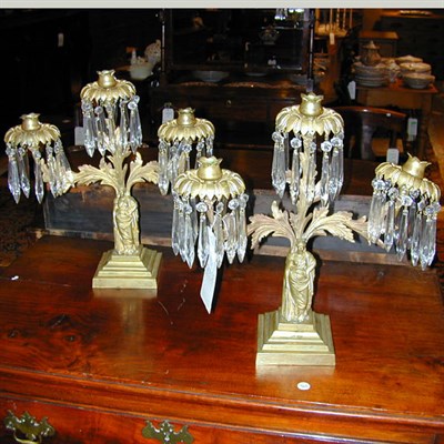 Lot 392 - Pair of English Gilt-Metal Three-Light...