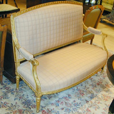 Lot 345 - Louis XVI Style Gilt Carved Wood Canape