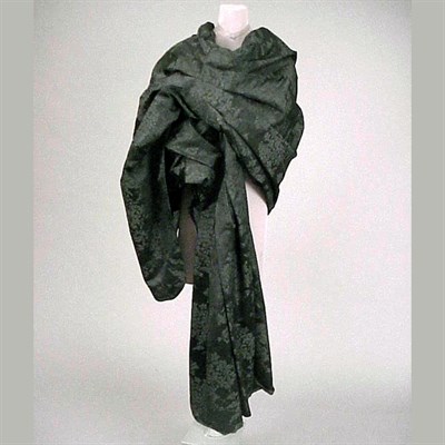 Lot 639 - Black Silk Damask Evening Stole 1950s Shaped...