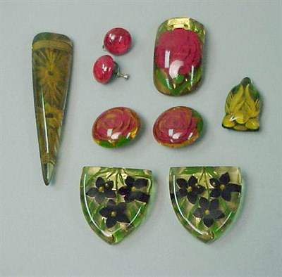 Lot 347 - Group of Nine Bakelite Reverse Carved...