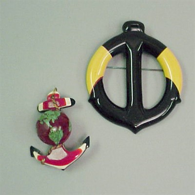 Lot 337 - Two Bakelite Brooches Each with a nautical...