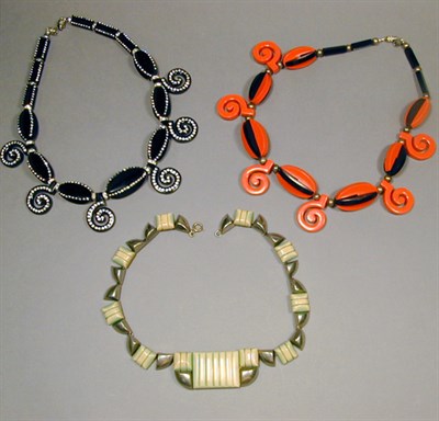 Lot 377 - Group of Three Galalith Necklaces Each of...