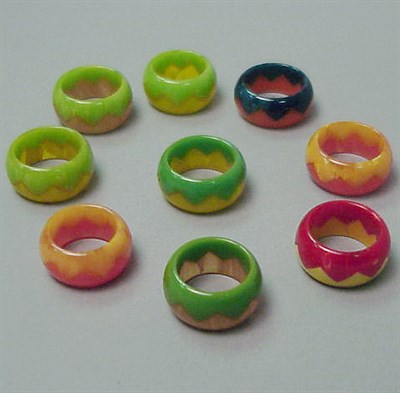 Lot 416 - Group of Nine Bakelite Zigzag rings