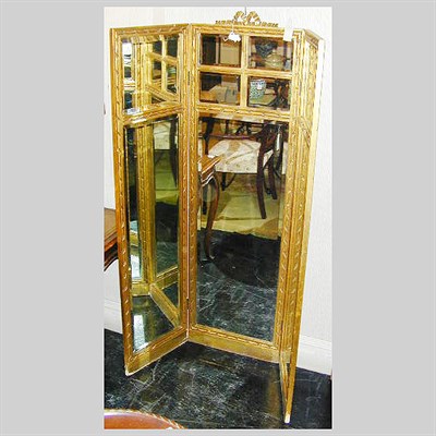 Lot 687 - Louis XVI Style Gilt Carved Wood Three-Fold...