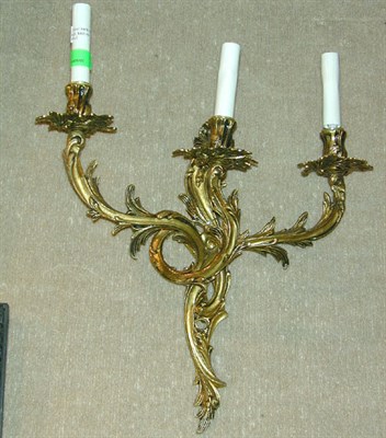 Lot 395 - Pair of Louis XV Style Gilt-Metal Three-Light...