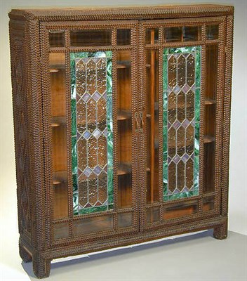 Lot 225 - Tramp Art Bookcase Probably upstate New York,...