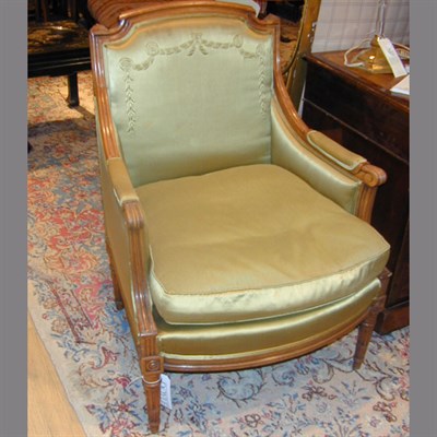 Lot 343 - Pair of Louis XVI Style Upholstered Walnut...