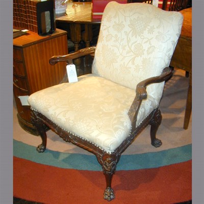 Lot 140 - George II Style Upholstered Mahogany Armchair