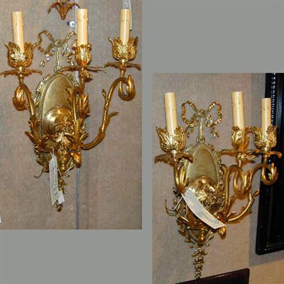 Lot 248A - Pair of Louis XV Style Gilt-Metal Three-Light...